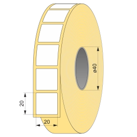 Термоэтикетка ЭКО 20х20 квадрат, 2000 шт, втулка 40 UnaProf