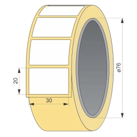 Термотрансферная этикетка полуглянец 30x20, 9500 шт  втулка 76 UnaProf