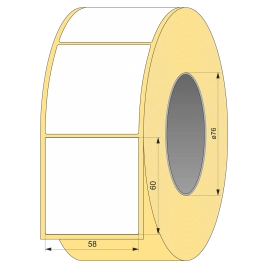 Термотрансферная этикетка полуглянец 58х60, 3000 шт, втулка 76 UnaProf