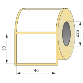 Термоэтикетка ЭКО 40x30, 500 шт  втулка 25 UnaProf