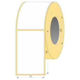 Термотрансферная этикетка полуглянец 75х120, 1000 шт, втулка 76 UnaProf