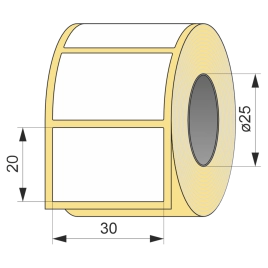 Термоэтикетка ЭКО 30x20, 500 шт  втулка 25 UnaProf