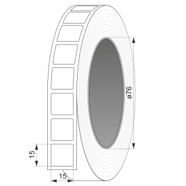 Этикетка полипропилен 15х15 квадрат, 10000 шт, втулка 76 UnaProf