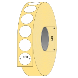 Термоэтикетка ЭКО 20х20 круг, 2000 шт, втулка 40 UnaProf