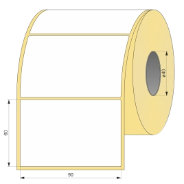 Термотрансферная этикетка полуглянец 90x60, 1000 шт  втулка 40 UnaProf