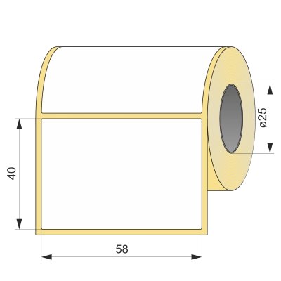 Термоэтикетка ЭКО 58x40, 300 шт  втулка 25 UnaProf фото 1
