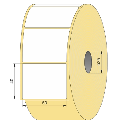 Термоэтикетка ЭКО 50x40, 350 шт  втулка 25 UnaProf фото 1