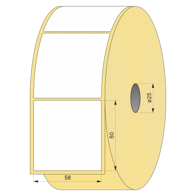 Термоэтикетка ЭКО 58x60, 200 шт  втулка 25 UnaProf фото 1