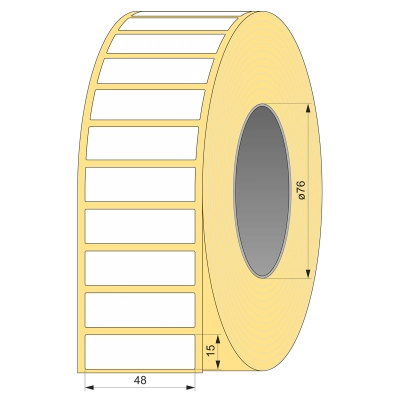 Термотрансферная этикетка полуглянец 48х15, 5000 шт, втулка 76 UnaProf фото 1