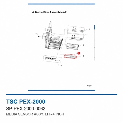 Датчик материала TSC PEX-2000, 4 дюйма, левый (SP-PEX-2000-0062) фото 2