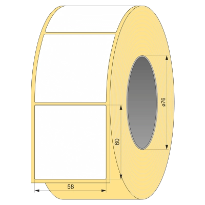 Термотрансферная этикетка полуглянец 58х60, 3000 шт, втулка 76 UnaProf фото 1