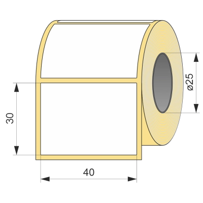 Термоэтикетка ЭКО 40x30, 500 шт  втулка 25 UnaProf фото 1