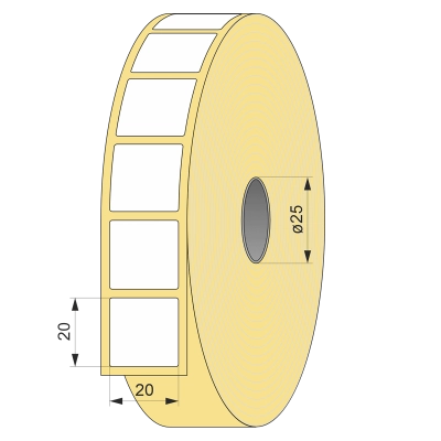 Термоэтикетка ЭКО 20x20, 650 шт квадрат втулка 25 UnaProf фото 1