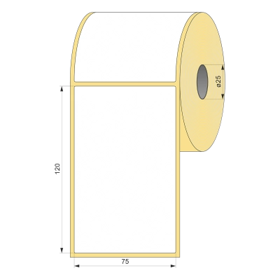 Термоэтикетка ЭКО 75x120, 100 шт  втулка 25 UnaProf фото 1