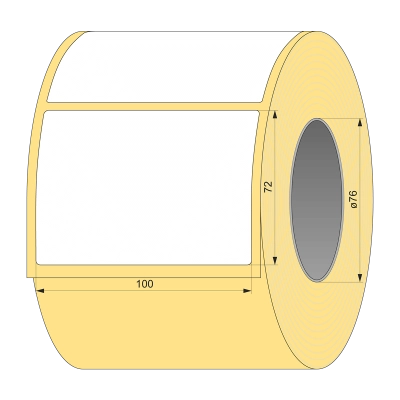 Термотрансферная этикетка полуглянец 100х72, 2000 шт, втулка 76 UnaProf фото 1