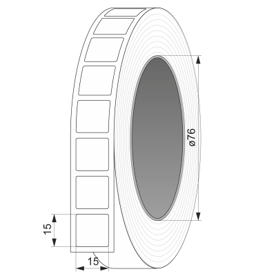 Этикетка полипропилен 15х15 квадрат, 10000 шт, втулка 76 UnaProf фото 1