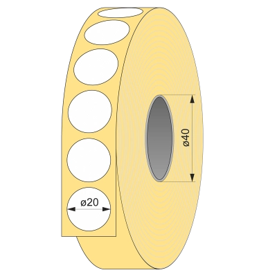 Термоэтикетка ЭКО 20х20 круг, 2000 шт, втулка 40 UnaProf фото 1