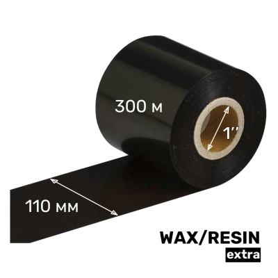 Риббон UnaProf WAX/RESIN extra 110 мм x 300 м UP303 1" OUT черный фото 1