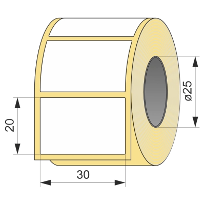 Термоэтикетка ЭКО 30x20, 650 шт  втулка 25 UnaProf фото 1