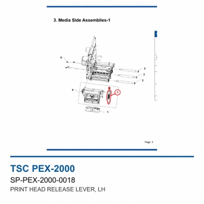 Рычаг печатающей головки TSC PEX-2000, левый (SP-PEX-2000-0018) фото 2