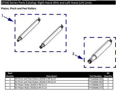 Ролик Zebra ZE500-4 (P1046696-072) с подшипниками фото 2