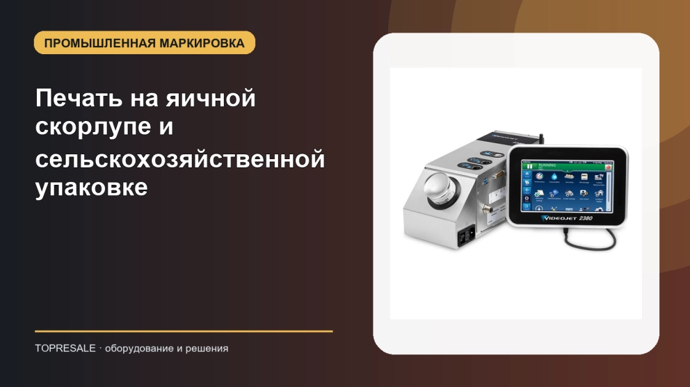 Печать на яичной скорлупе и сельскохозяйственной упаковке